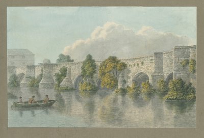 Burton-upon-Trent Bridge and Town: malowanie akwarelą i [?XVIII wiek] autorstwa John Buckler