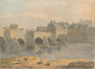 Burton-upon-Trent Bridge and Town: malowanie akwarelą i [?XVIII wiek] autorstwa John Buckler