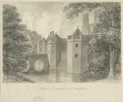 Zamek Caverswall: rysunek w sepii, 1840 autorstwa John Buckler