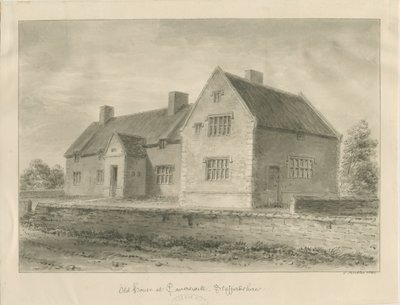 Caverswall Village - Stare domy: rysunek w sepii autorstwa John Buckler