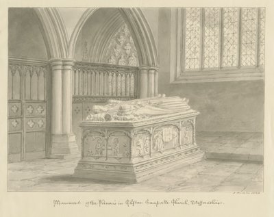 Clifton Campville Church - Vernon Monument: rysunek w sepii autorstwa John Buckler