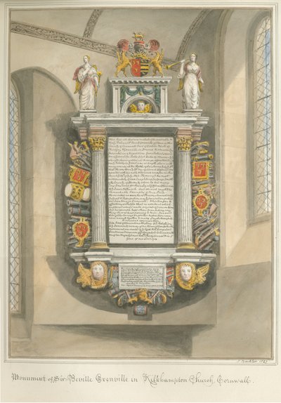 Kornwalia - Kilkhampton Church - Pomnik Sir Bevil Grenville autorstwa John Buckler