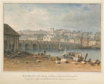 Devonshire - Bideford - Most i miasto, 1827 autorstwa John Buckler