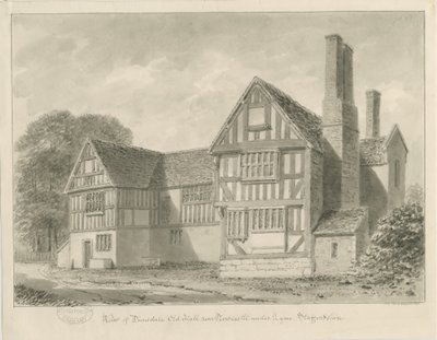Dimsdale Old Hall: rysunek w sepii, 1841 autorstwa John Buckler
