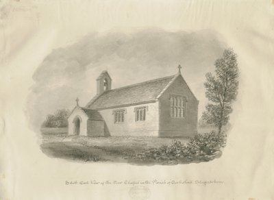 Eccleshall - Cotes Heath Chapel: rysunek w sepii, bd [c 1843] (rysunek) autorstwa John Buckler