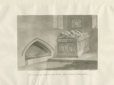 Enville Church - Pomnik: rysunek w sepii autorstwa John Buckler