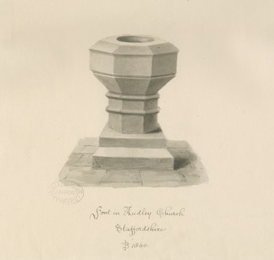 Czcionka w Audley Church: rysunek w sepii, 1840 autorstwa John Buckler