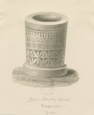 Czcionka w Bradley Church: rysunek w sepii, 1842 autorstwa John Buckler