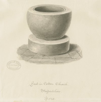Czcionka w kościele Colton: rysunek w sepii, 1842 autorstwa John Buckler