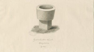 Czcionka w kościele Gayton: rysunek w sepii autorstwa John Buckler