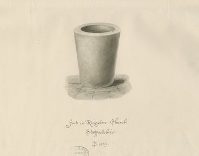 Czcionka w Kingstone Church: rysunek w sepii, 1839 autorstwa John Buckler