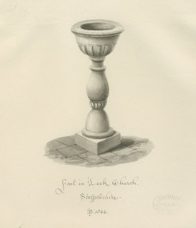 Czcionka w Leek Church: rysunek w sepii, 1844 autorstwa John Buckler