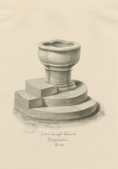 Czcionka w Leigh Church: rysunek w sepii autorstwa John Buckler