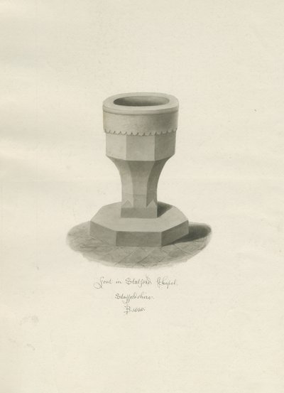 Czcionka w Statfold Chapel: rysunek w sepii, 1848 autorstwa John Buckler