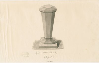 Czcionka w Wetton Church: rysunek w sepii, 1839 autorstwa John Buckler