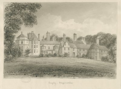 Hagley Hall: rysunek w sepii, 1814 autorstwa John Buckler
