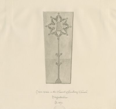Hanbury Church - nagrobek: rysunek w sepii autorstwa John Buckler