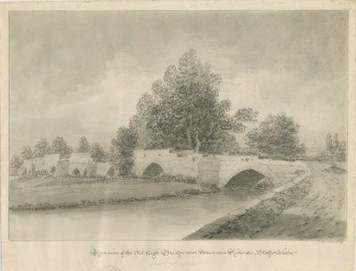 Handsacre - Stary Wysoki Most: rysunek w sepii, 1839 autorstwa John Buckler