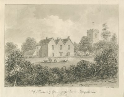 Harborne - Plebania: rysunek w sepii, 1833 autorstwa John Buckler