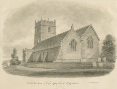 High Offley Church: rysunek w sepii autorstwa John Buckler
