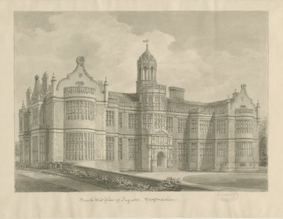 Ingestre Hall: rysunek w sepii autorstwa John Buckler