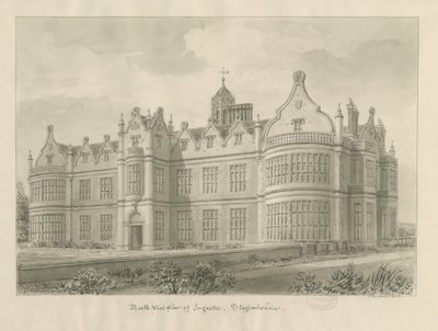 Ingestre Hall: rysunek w sepii autorstwa John Buckler