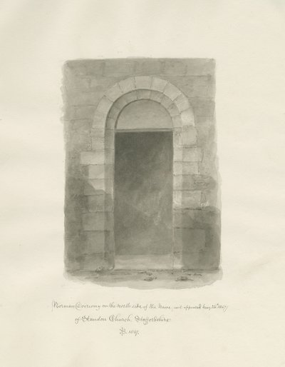 Wnętrze kościoła Standon: rysunek w sepii, 24 maja 1847 (rysunek) autorstwa John Buckler