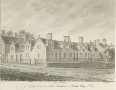 Leek Town – „Przytułki popiołu”: rysunek w sepii, 1844 autorstwa John Buckler
