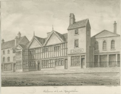 Leek Town - Stare domy: rysunek w sepii, 1844 autorstwa John Buckler