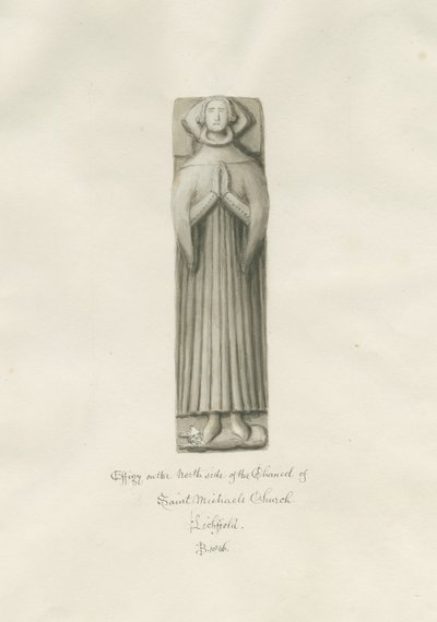 Lichfield - Wizerunek w prezbiterium kościoła św. Michała: rysunek w sepii autorstwa John Buckler