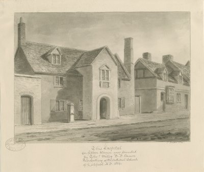 Lichfield - Szpital dla Kobiet: rysunek w sepii autorstwa John Buckler