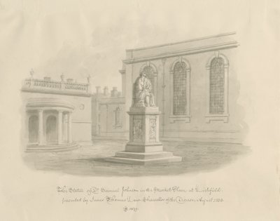Lichfield - Rynek: rysunek w sepii (winietowany) autorstwa John Buckler
