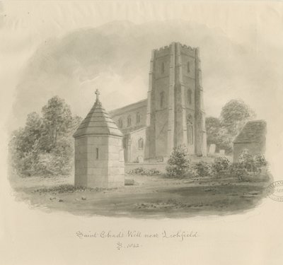 Lichfield - Studnia św. Czadu: rysunek w sepii autorstwa John Buckler