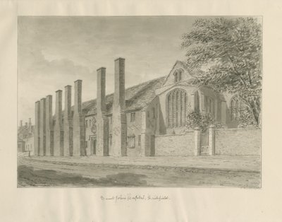 Lichfield - Szpital i Kaplica św. Jana: rysunek w sepii autorstwa John Buckler