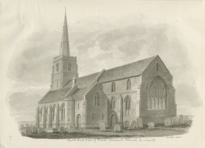 Lichfield - Kościół św. Michała: rysunek w sepii autorstwa John Buckler