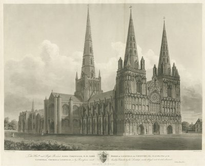 Katedra w Lichfield - widok na północny zachód: grawerowanie, [1807] autorstwa John Buckler
