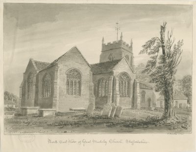 Madeley Church: rysunek w sepii autorstwa John Buckler