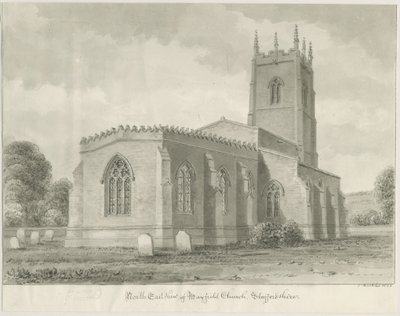 Kościół Mayfield: rysunek w sepii, 1844 autorstwa John Buckler