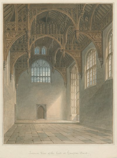 Middlesex - Hampton Court - Wnętrze sali, 1821 autorstwa John Buckler
