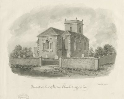 Kościół Norton-in-the-Moors: rysunek w sepii autorstwa John Buckler