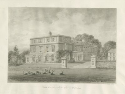 Sala Okeover: rysunek w odcieniu sepii, 1847 autorstwa John Buckler