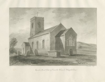 Onecote Church: rysunek w odcieniu sepii, 1847 autorstwa John Buckler