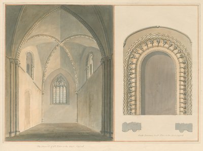 Oxfordshire - Oxford - Prezbiterium i południowe wejście św. Piotra w kościele wschodnim, 1803 autorstwa John Buckler
