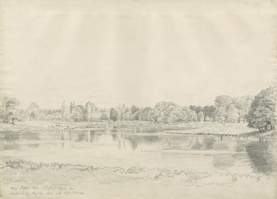 Patshull House - Park and Pool: rysunek ołówkiem, 25 sierpnia 1820 autorstwa John Buckler