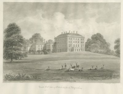 Patshull House: rysunek w sepii, 1847 autorstwa John Buckler