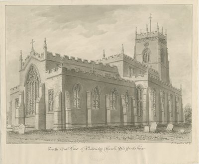 Kościół w Penkridge: rysunek w sepii, 1837 autorstwa John Buckler