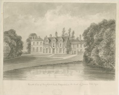 Seighford Hall: rysunek w sepii autorstwa John Buckler