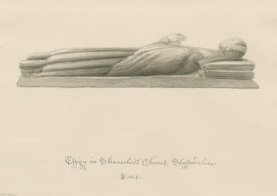Kościół Shareshill - Monumentalny wizerunek [Cassandra Swynnerton]: rysunek w odcieniu sepii autorstwa John Buckler