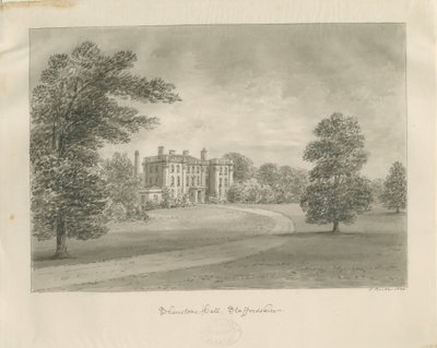 Shenstone Park - Hall: rysunek w sepii autorstwa John Buckler