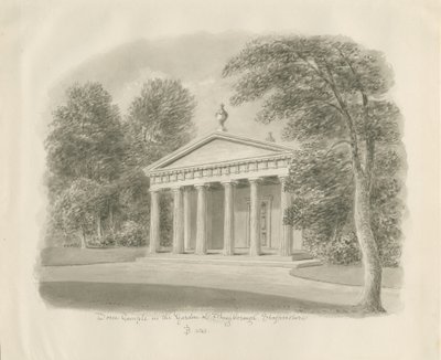 Shugborough - Świątynia Dorycka: rysunek w sepii, 1842 autorstwa John Buckler